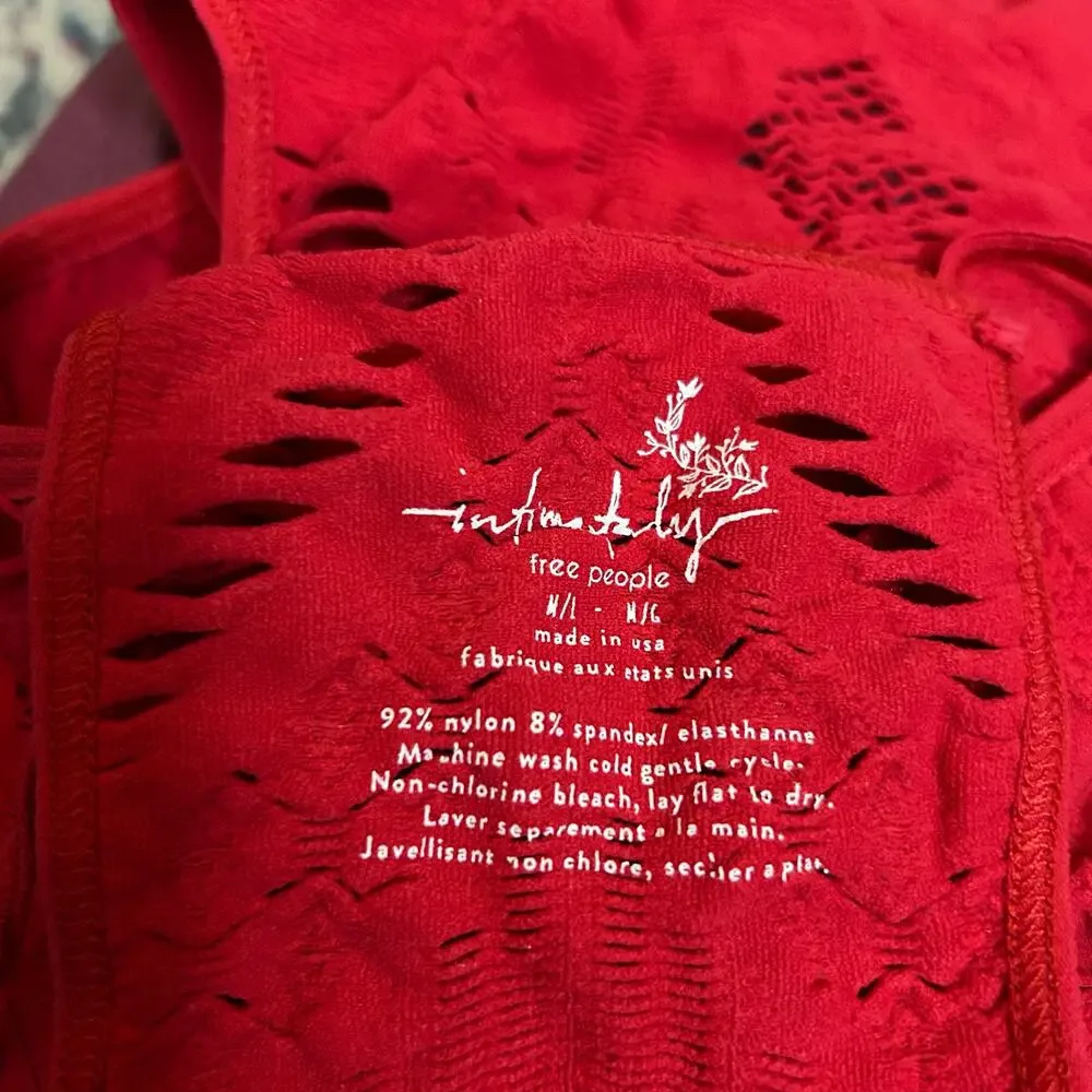 Intimately Free People Hanalei High Neck Bralette Red Womens M/L Boho Festival